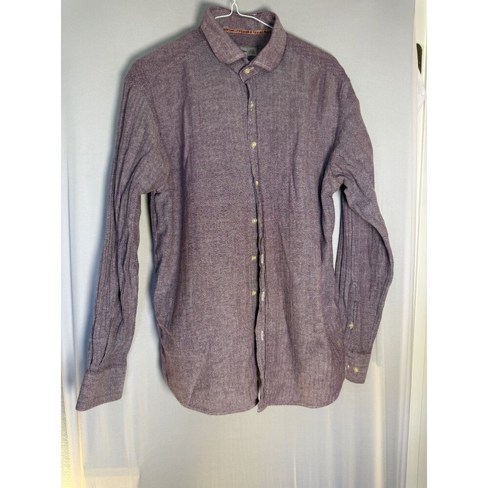 Scott James Men’s Purple Herringbone Button Down Shirt Size M